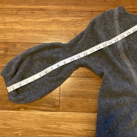 Velvet by Graham & Spencer Gray Cashmere Tie Cardigan with Glitter Lapels- Small - Picture 7 of 13